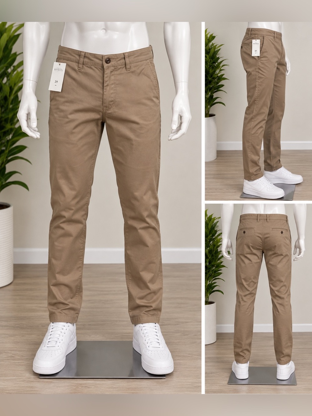 Match Slim Straight Chinos - Brown